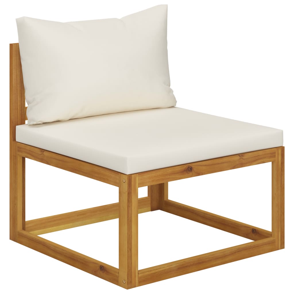 vidaXL 7 Piece Patio Lounge Set with Cushion Cream Solid Acacia Wood