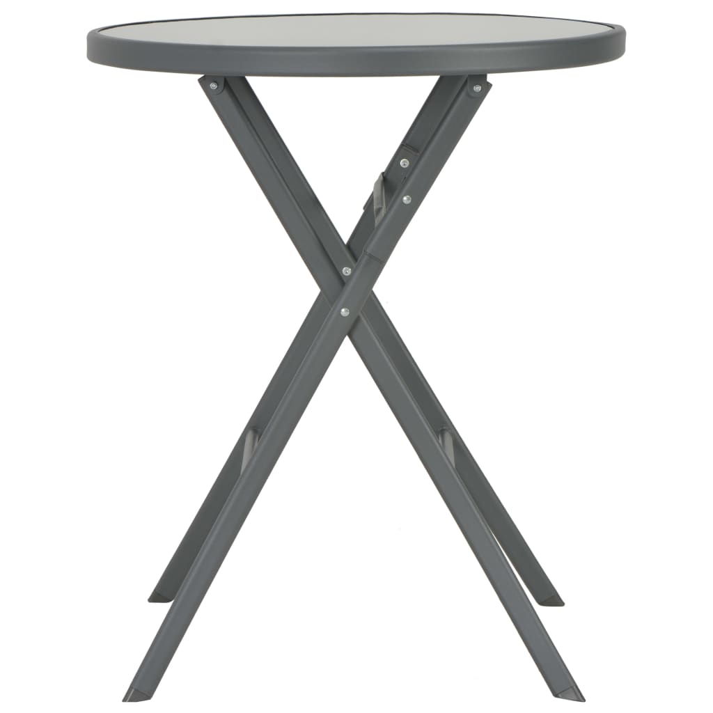 vidaXL Folding Bistro Table Gray 23.6" x 27.6" Glass and Steel