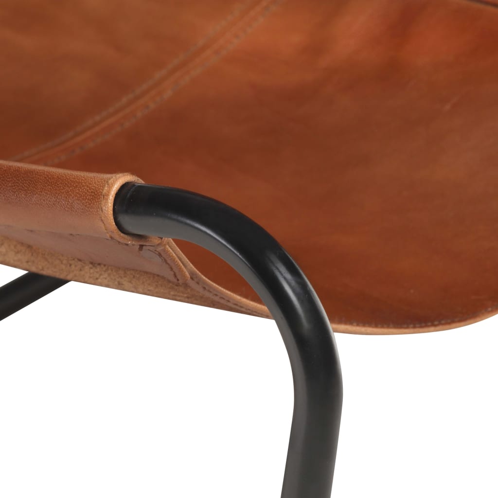 vidaXL Relaxing Chair Brown Real Leather