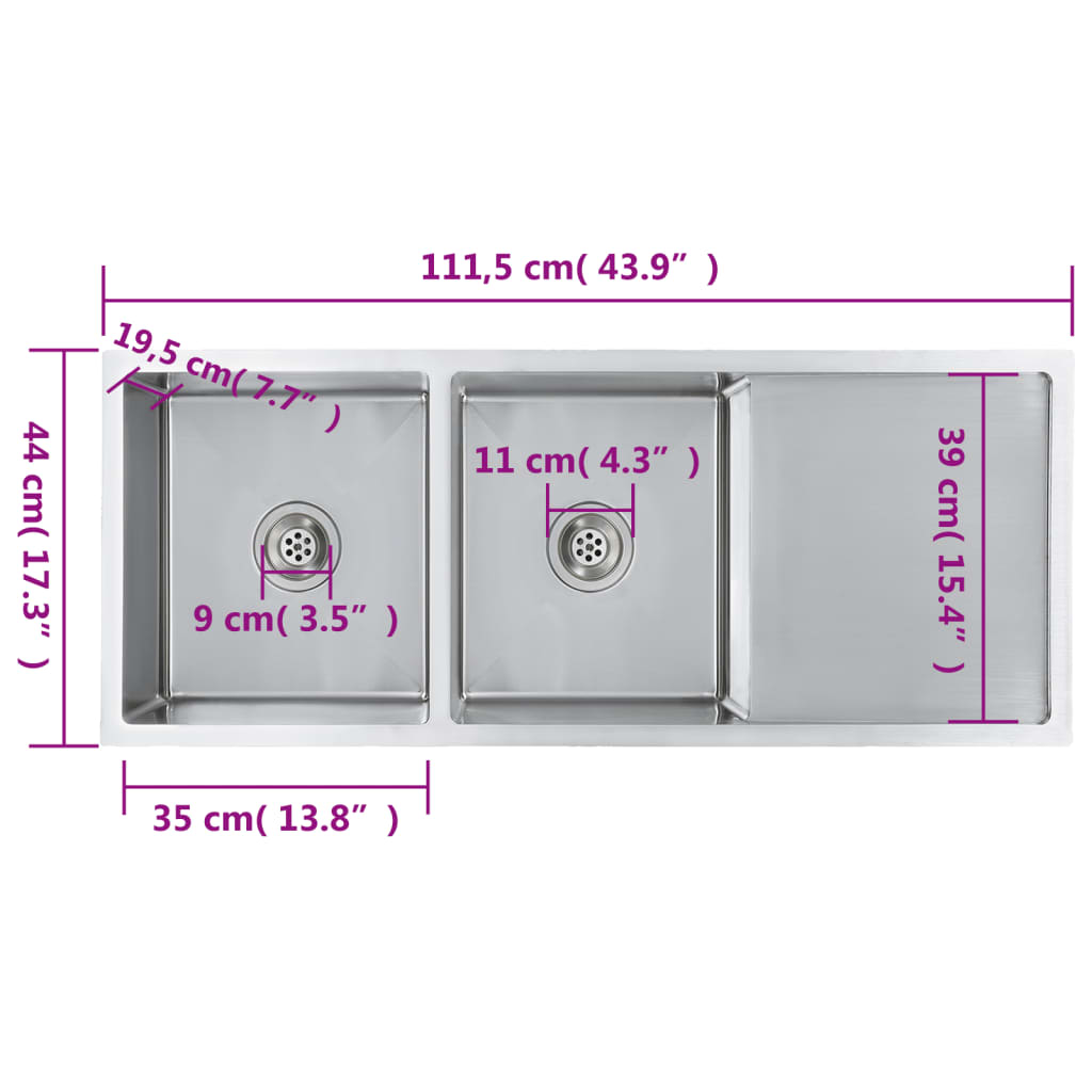 vidaXL Handmade Kitchen Sink Stainless Steel