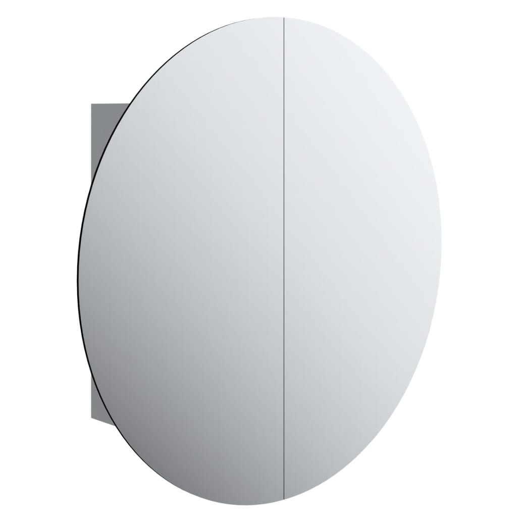 vidaXL Bathroom Cabinet with Round Mirror&LED Gray 21.3"x21.3"x6.9"
