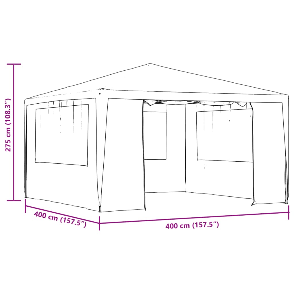vidaXL Professional Party Tent with Side Walls 13.1'x13.1' Anthracite 0.3 oz/ft²