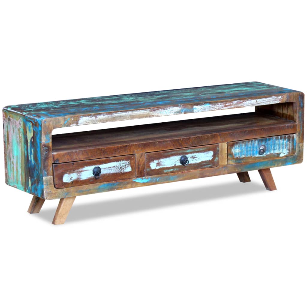 vidaXL TV Stand with 3 Drawers Solid Reclaimed Wood