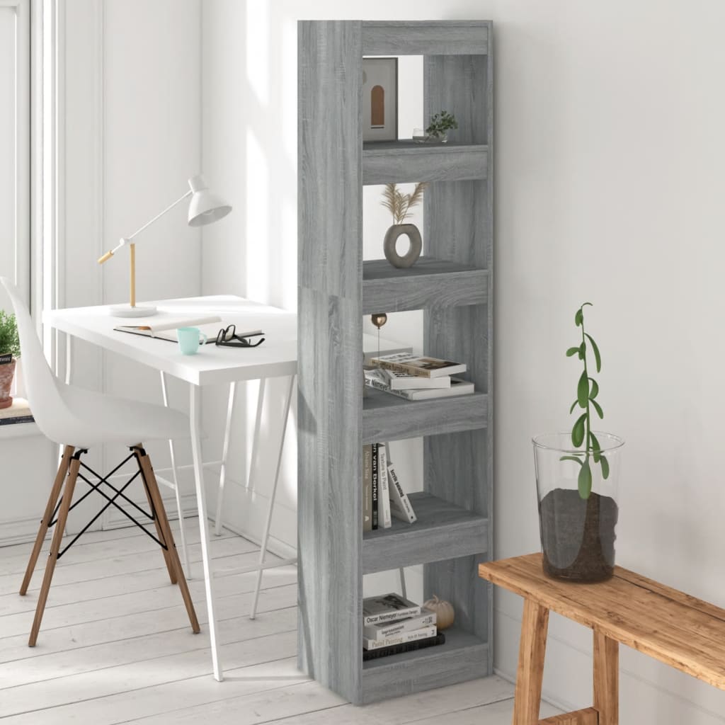 vidaXL Book Cabinet/Room Divider Gray Sonoma 15.7"x11.8"x65.4"