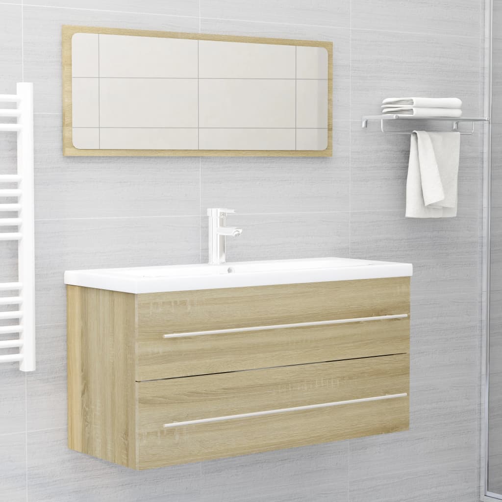 vidaXL 2 Piece Bathroom Furniture Set Sonoma Oak Engineered Wood