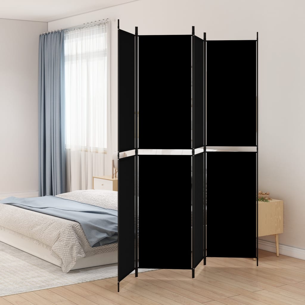 vidaXL 4-Panel Room Divider Black 78.7"x86.6" Fabric