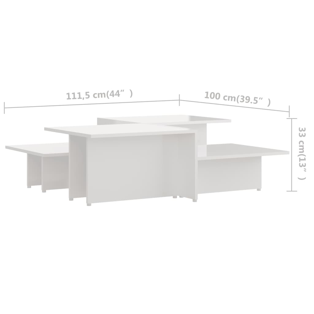 vidaXL Coffee Tables 2 pcs High Gloss White 43.9"x19.7"x13" Engineered Wood