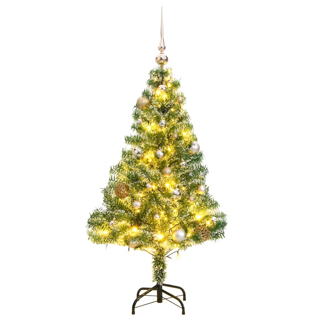vidaXL Artificial Christmas Tree 150 LEDs&Ball Set&Flocked Snow 59.1"