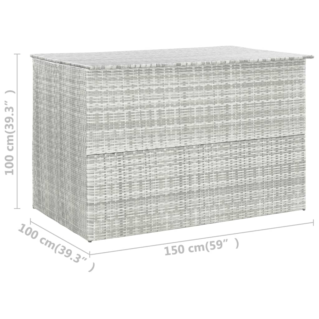 vidaXL Patio Storage Box Light Gray 59.1"x39.4"x39.4" Poly Rattan