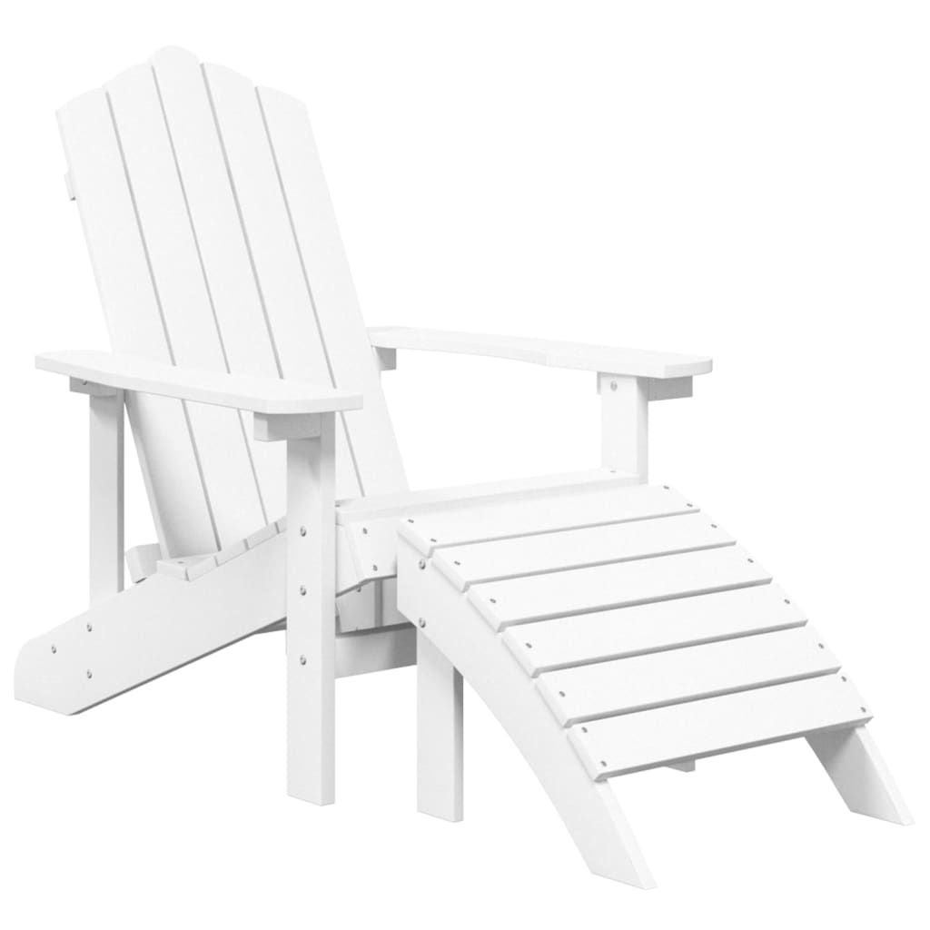 vidaXL Patio Adirondack Chairs 2 pcs with Footstools HDPE White