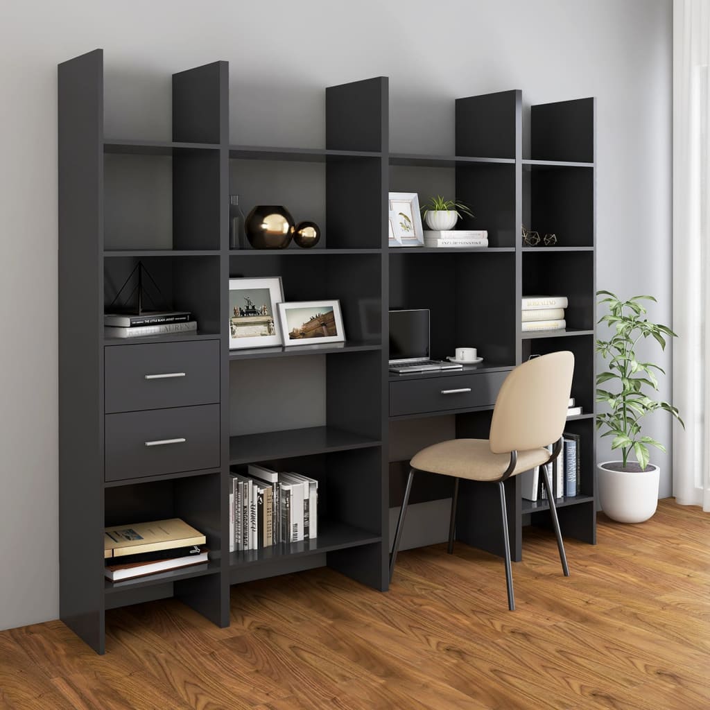 vidaXL Book Cabinet Gray 23.6"x13.8"x70.9" Engineered Wood