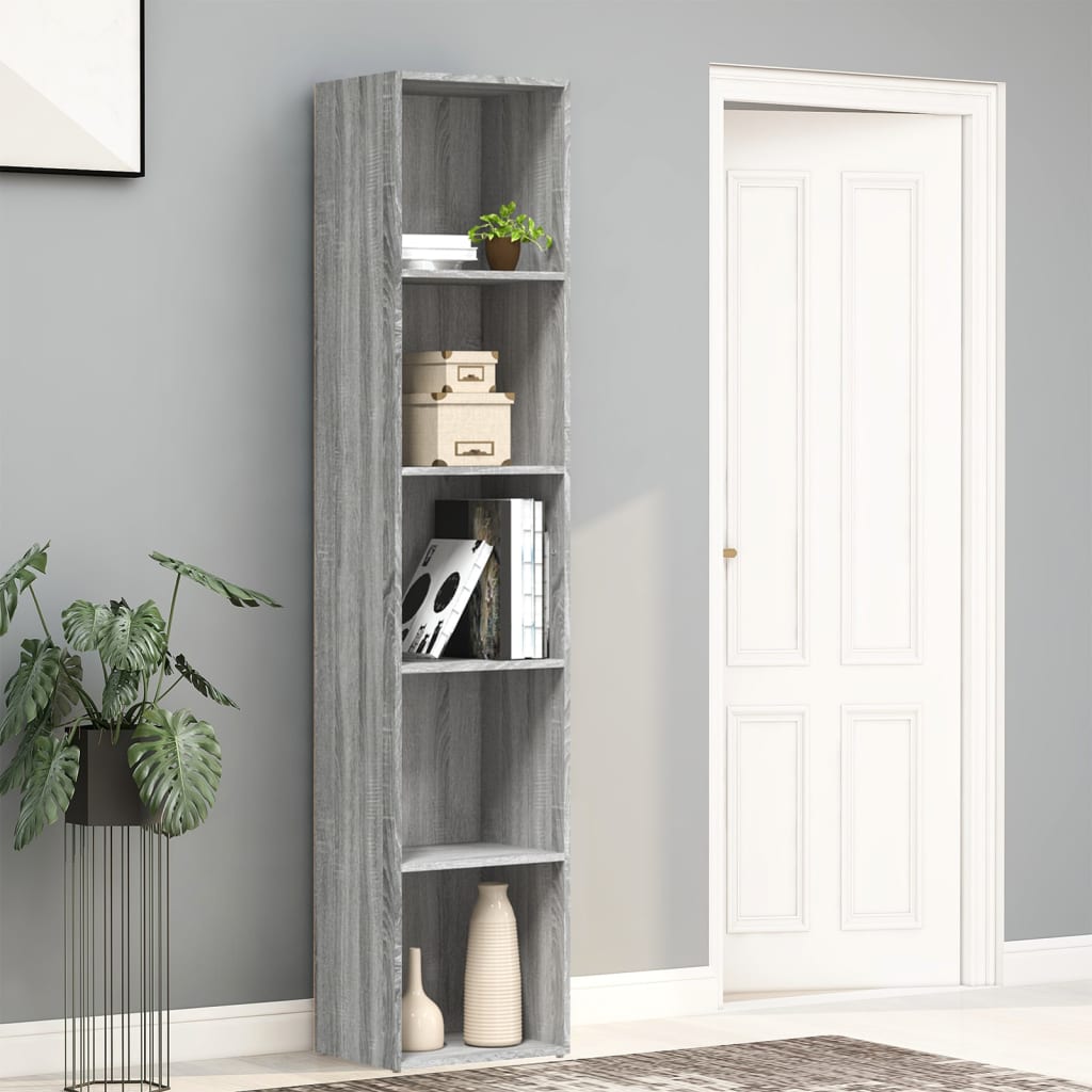 vidaXL Book Cabinet Gray Sonoma 15.7"x11.8"x74.4" Engineered Wood