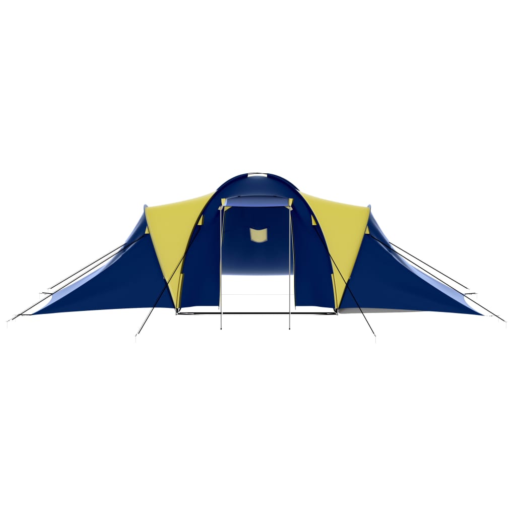 vidaXL Camping Tent Fabric 9 Persons Blue and Yellow