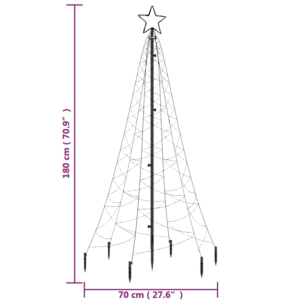 vidaXL Christmas Tree with Spike Cold White 200 LEDs 6 ft
