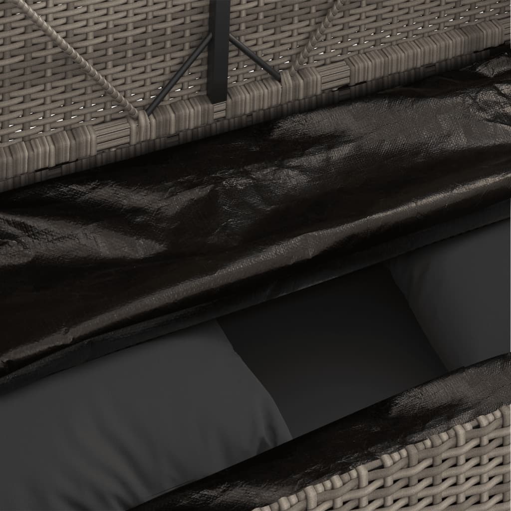 vidaXL Patio Bench with Cushions Gray Poly Rattan