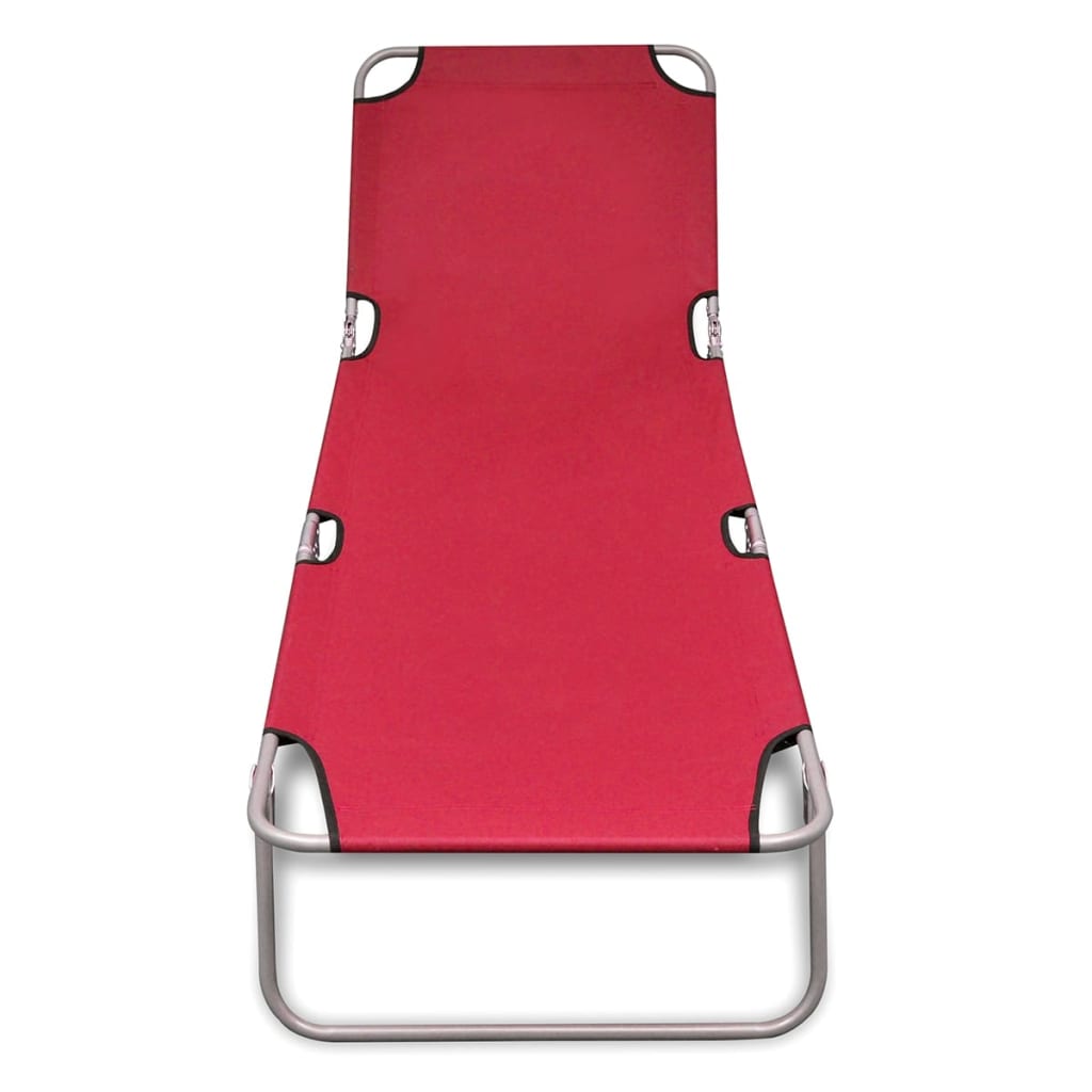 vidaXL Folding Sun Lounger Powder-coated Steel Red