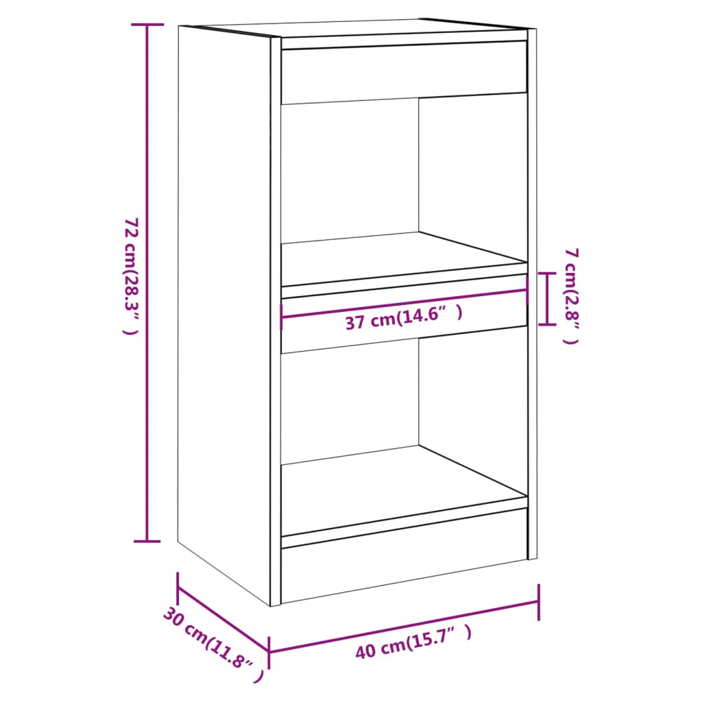 vidaXL Book Cabinet/Room Divider High Gloss White 15.7"x11.8"x28.3"