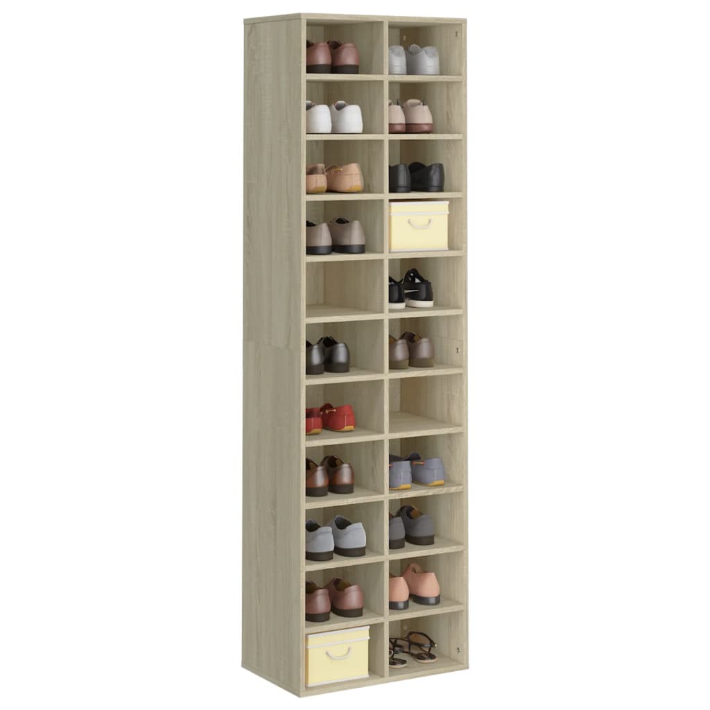 vidaXL Shoe Cabinet Sonoma Oak 21.2"x13.3"x72" Chipboard