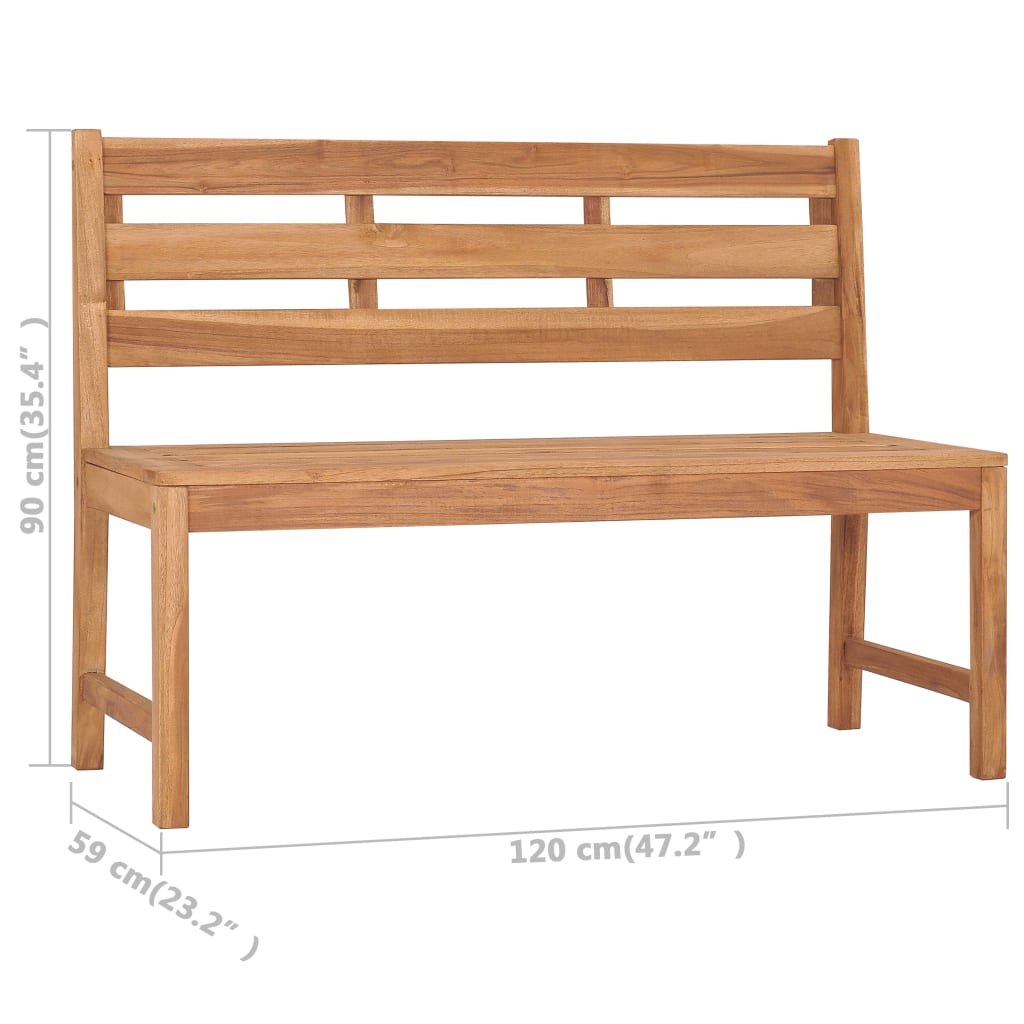 vidaXL Patio Bench 47.2" Solid Teak Wood