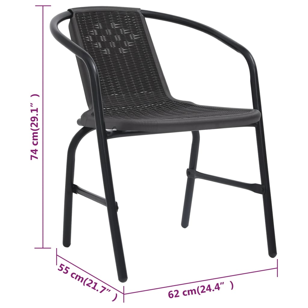 vidaXL Garden Chairs 8 pcs Plastic Rattan and Steel 242.5 lb