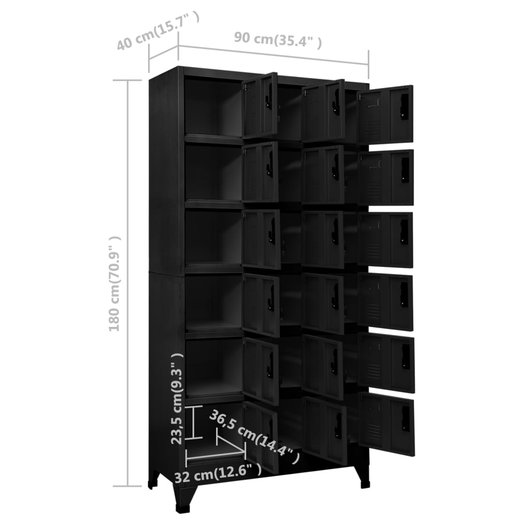 vidaXL Locker Cabinet Black 35.4"x15.7"x70.9" Steel