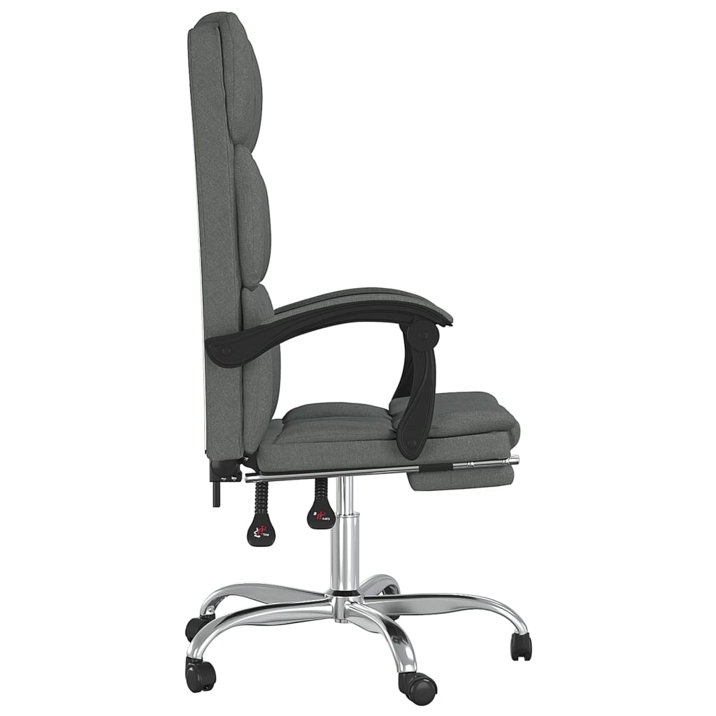 vidaXL Reclining Office Chair Dark Gray Fabric