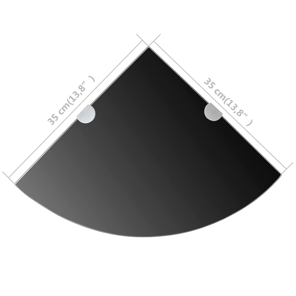 vidaXL Corner Shelf with Chrome Supports Glass Black 13.8"x13.8"