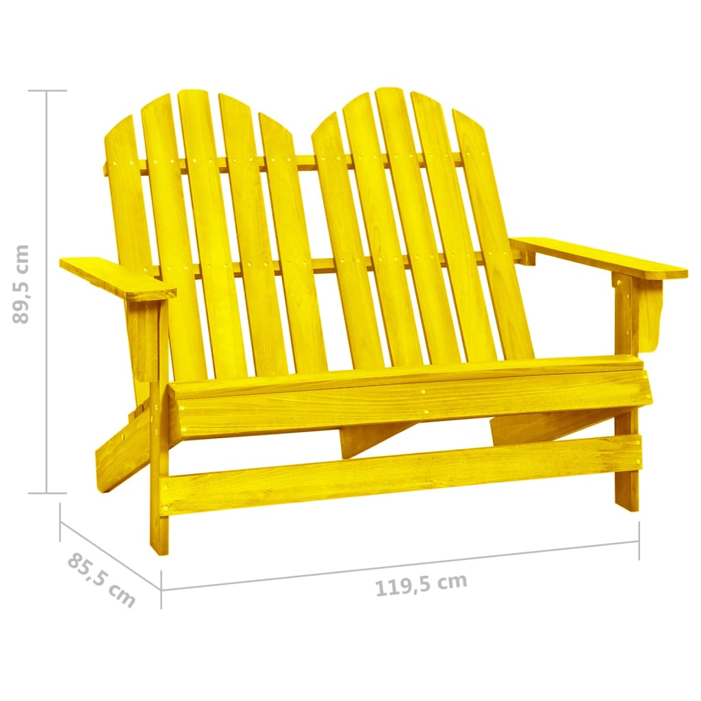 vidaXL 2-Seater Patio Adirondack Chair Solid Wood Fir Yellow