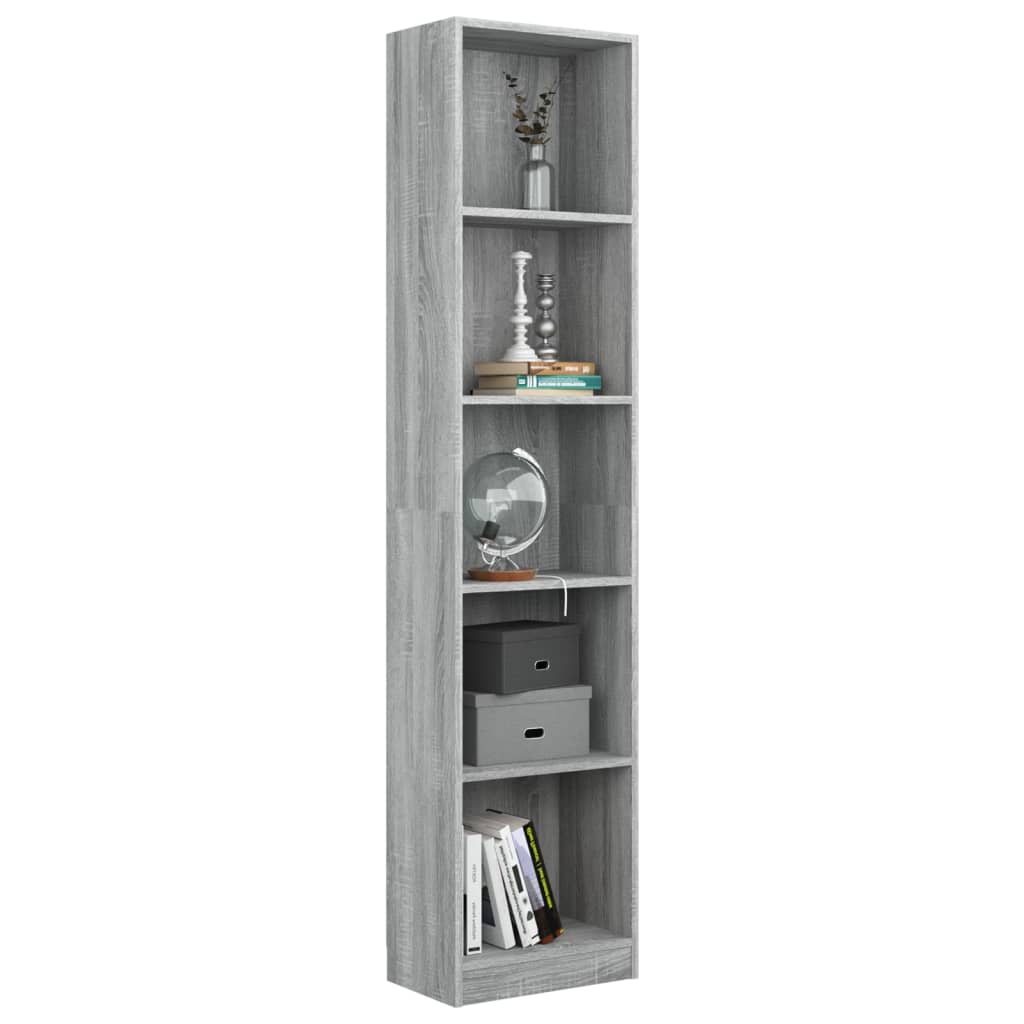vidaXL 5-Tier Book Cabinet Gray Sonoma 15.7"x9.4"x68.9" Engineered Wood