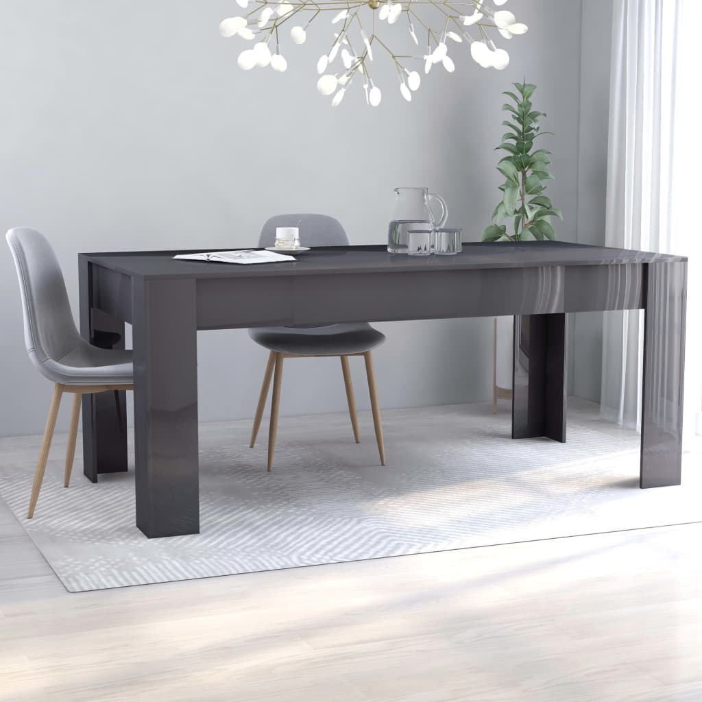 vidaXL Dining Table High Gloss Gray 70.9"x35.4"x29.9" Engineered Wood