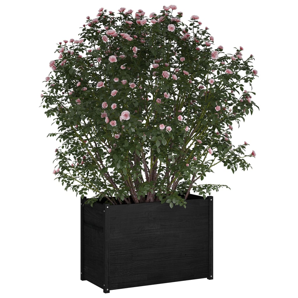vidaXL Garden Planter Black 39.4"x19.7"x27.6" Solid Wood Pine