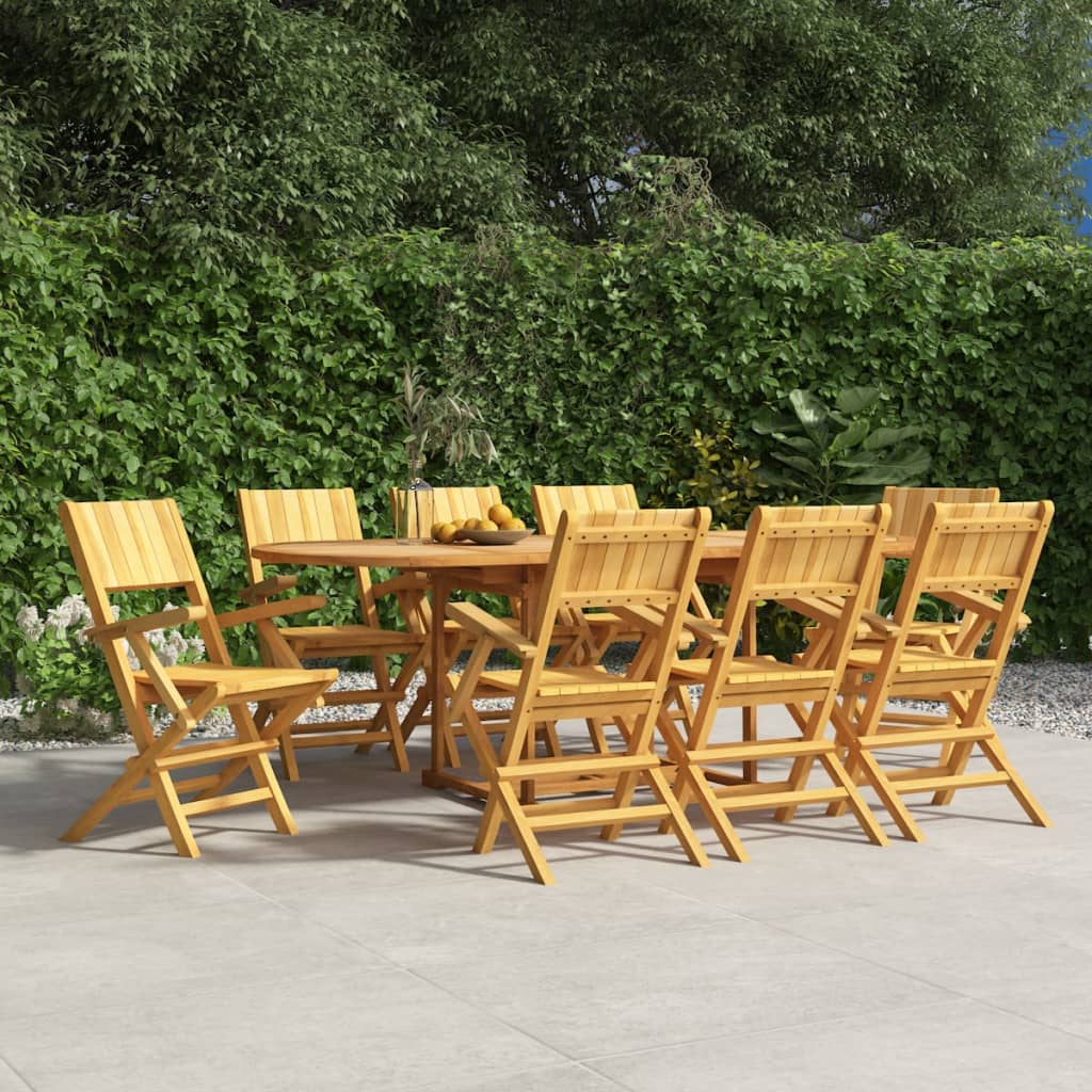 vidaXL Folding Patio Chairs 8 pcs 21.7"x24"x35.4" Solid Wood Teak