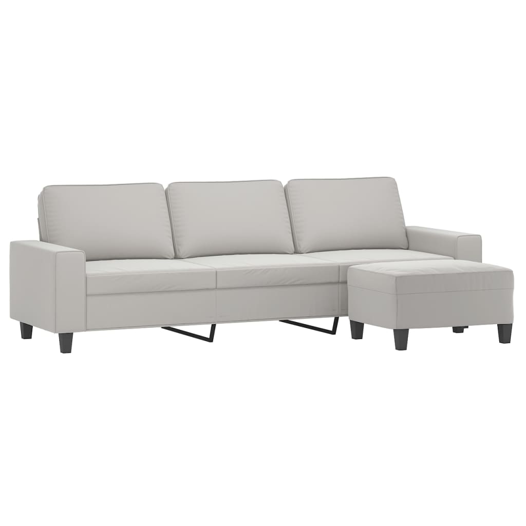 vidaXL 3-Seater Sofa with Footstool Light Gray 82.7" Microfiber Fabric