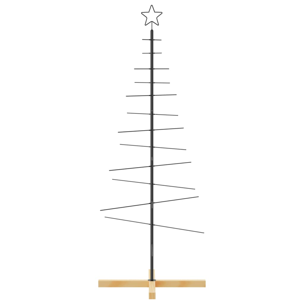 vidaXL Metal Christmas Tree with Wooden Base Black 59.1"