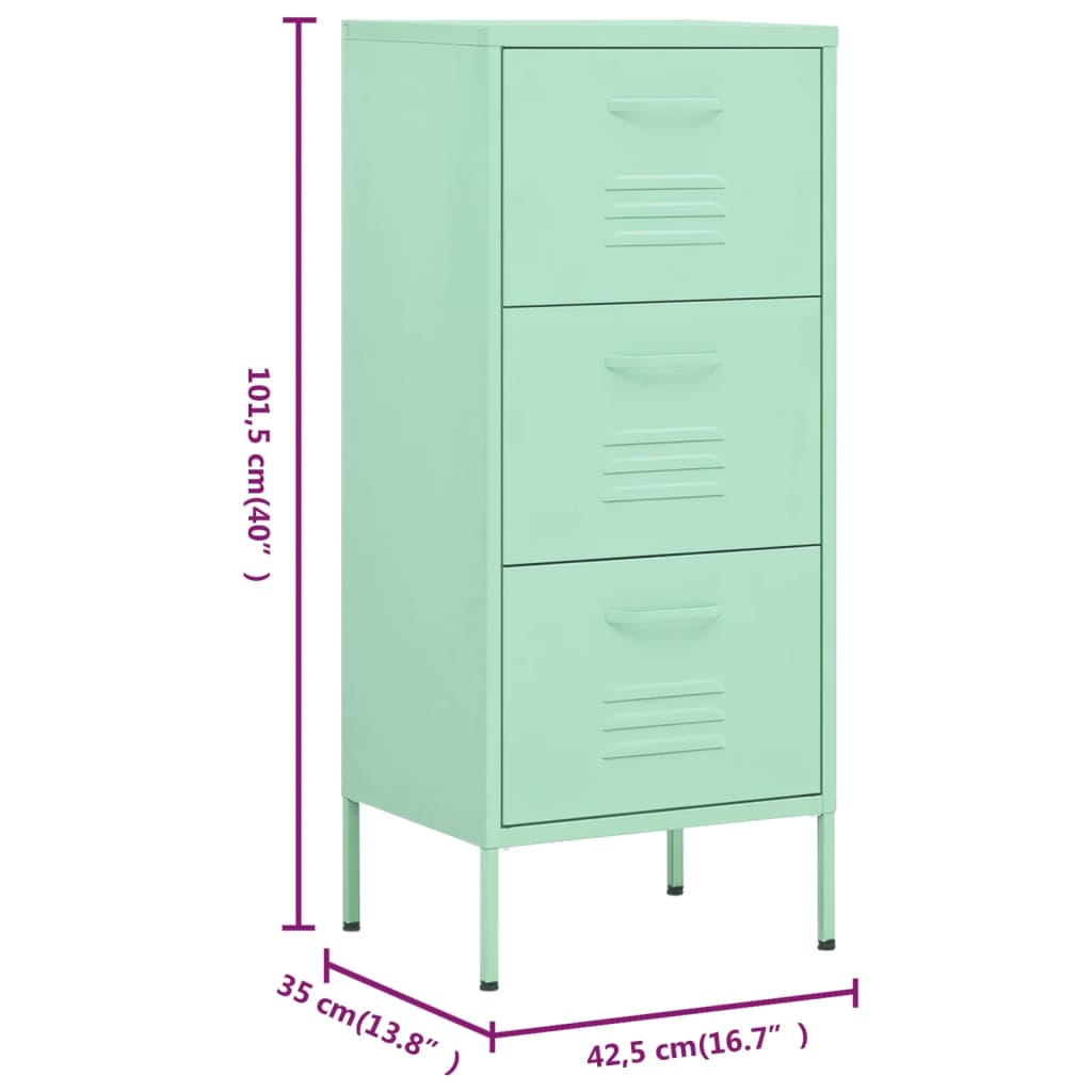 vidaXL Storage Cabinet Mint 16.7"x13.8"x40" Steel