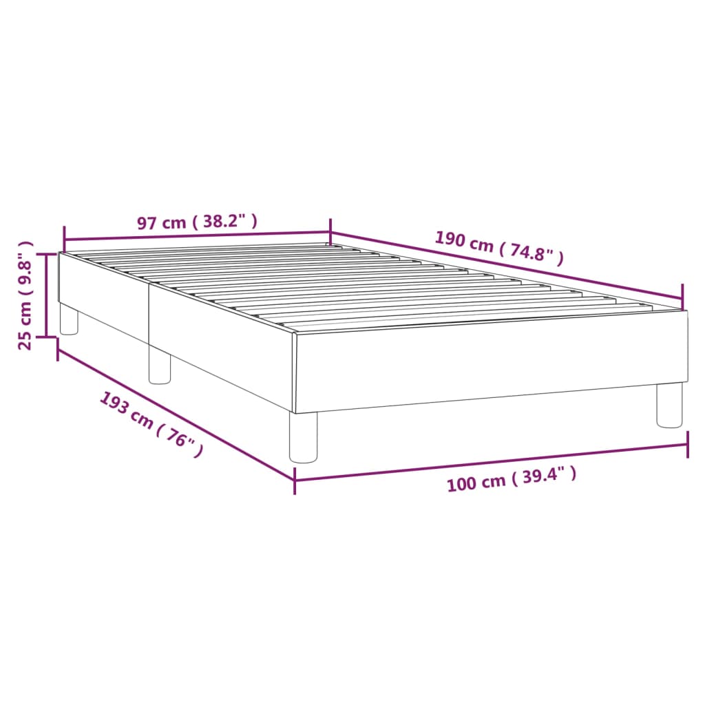vidaXL Box Spring Bed Frame Dark Gray 39.4"x74.8" Twin Velvet