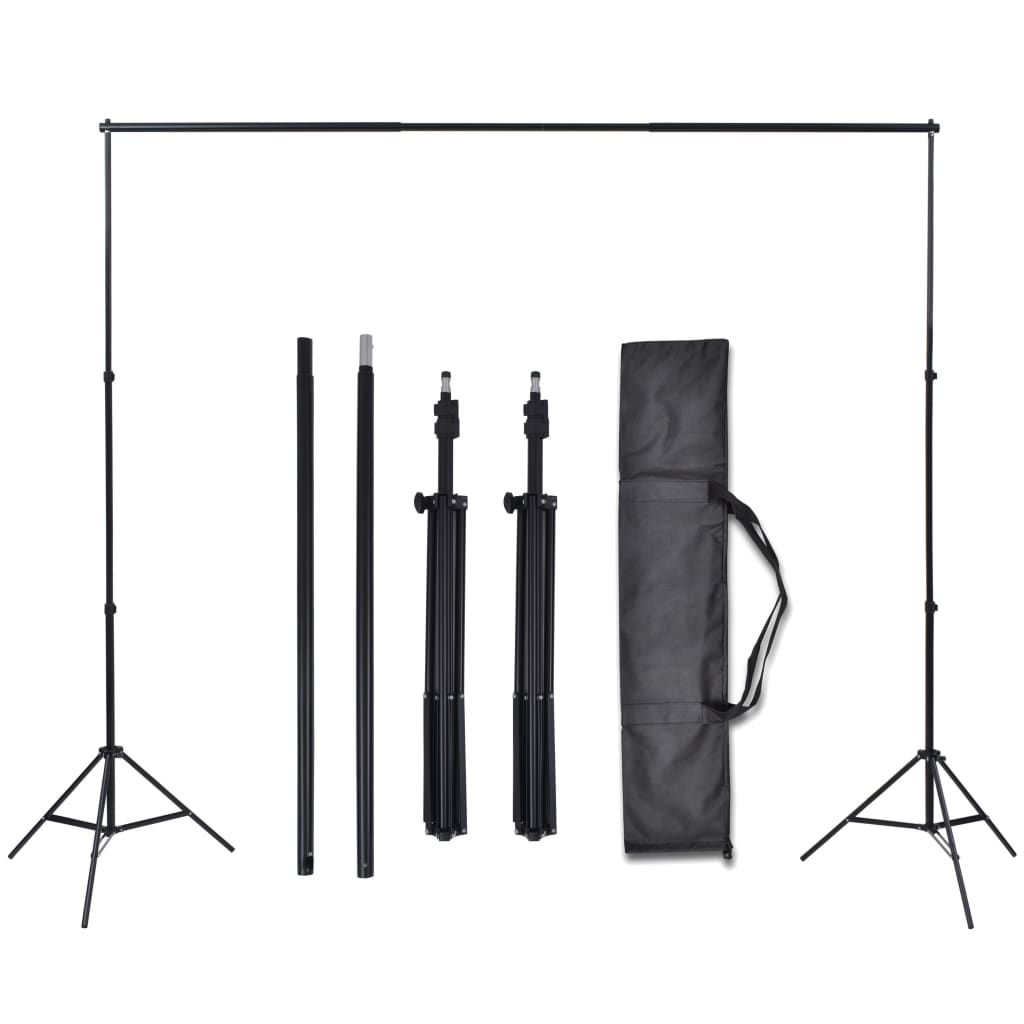 vidaXL Photo Studio Kit 3 Cotton Backdrops Adjustable Frame 10x16.4 ft