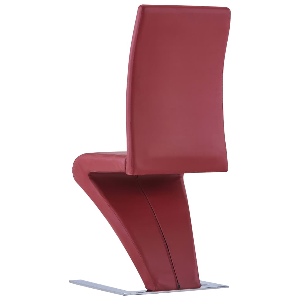 vidaXL Dining Chairs with Zigzag Shape 2 pcs Red Faux Leather