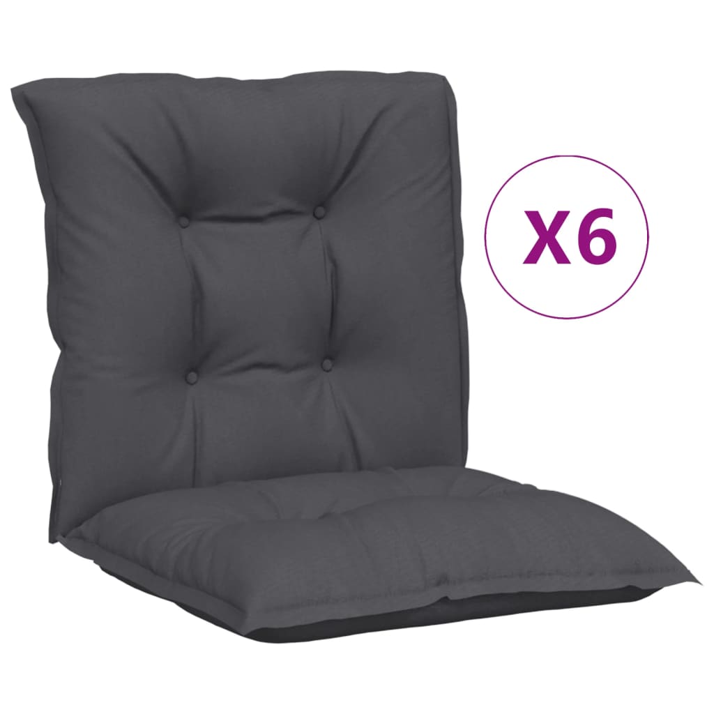 vidaXL Garden Lowback Chair Cushions 6 pcs Anthracite 39.4"x19.7"x2.8" Fabric