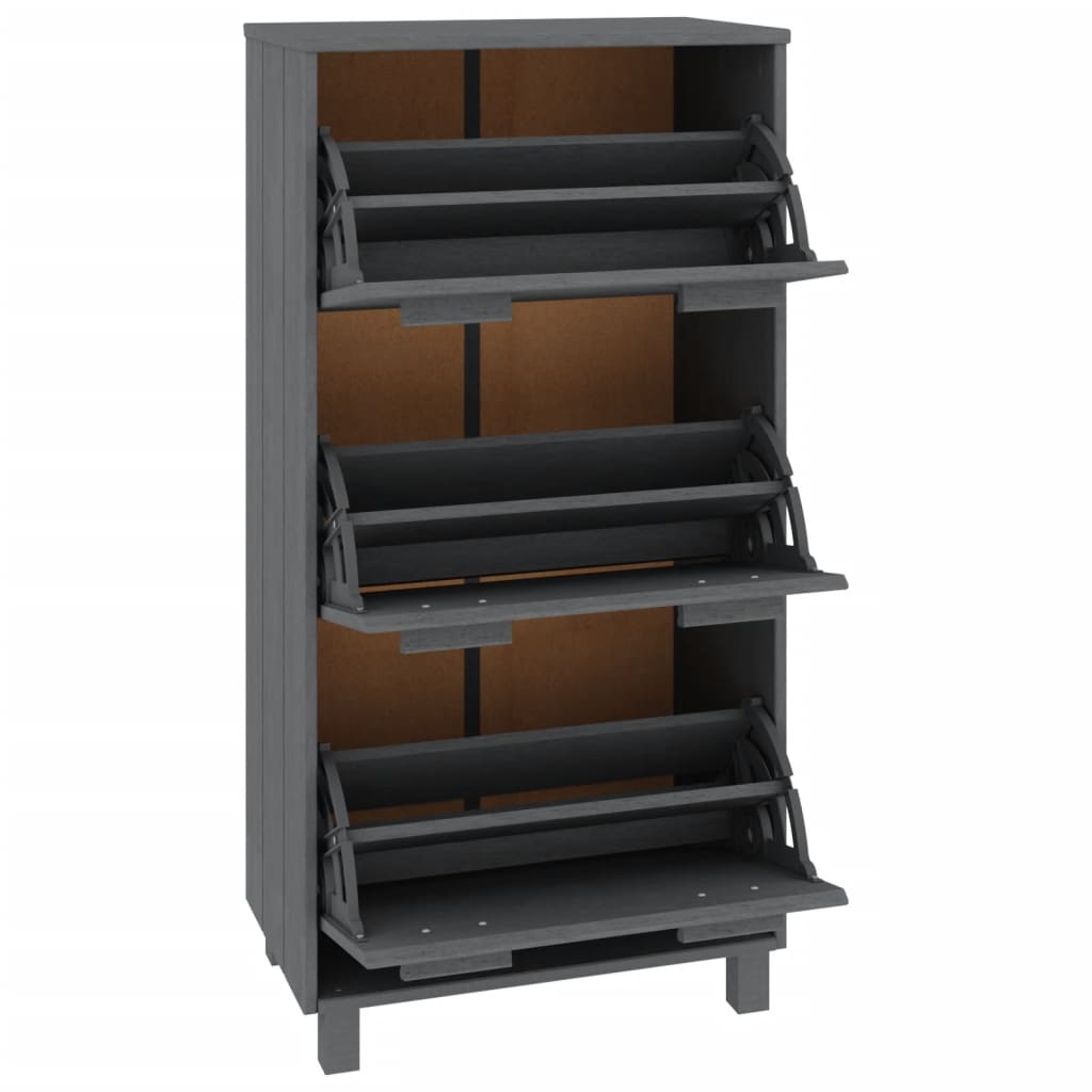 vidaXL Shoe Cabinet Dark Gray 23.4"x13.8"x46.1" Solid Wood Pine