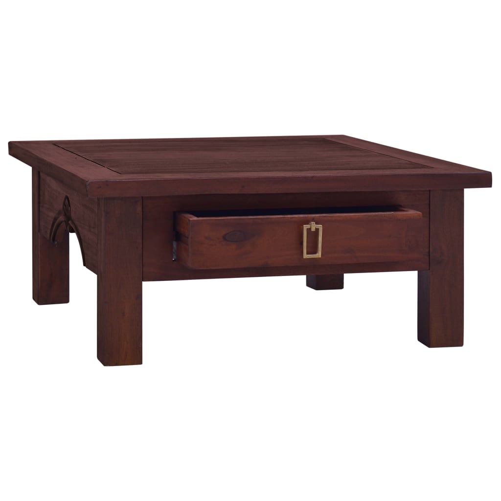 vidaXL Coffee Table Classical Brown 26.8"x26.8"x11.8" Solid Mahogany Wood