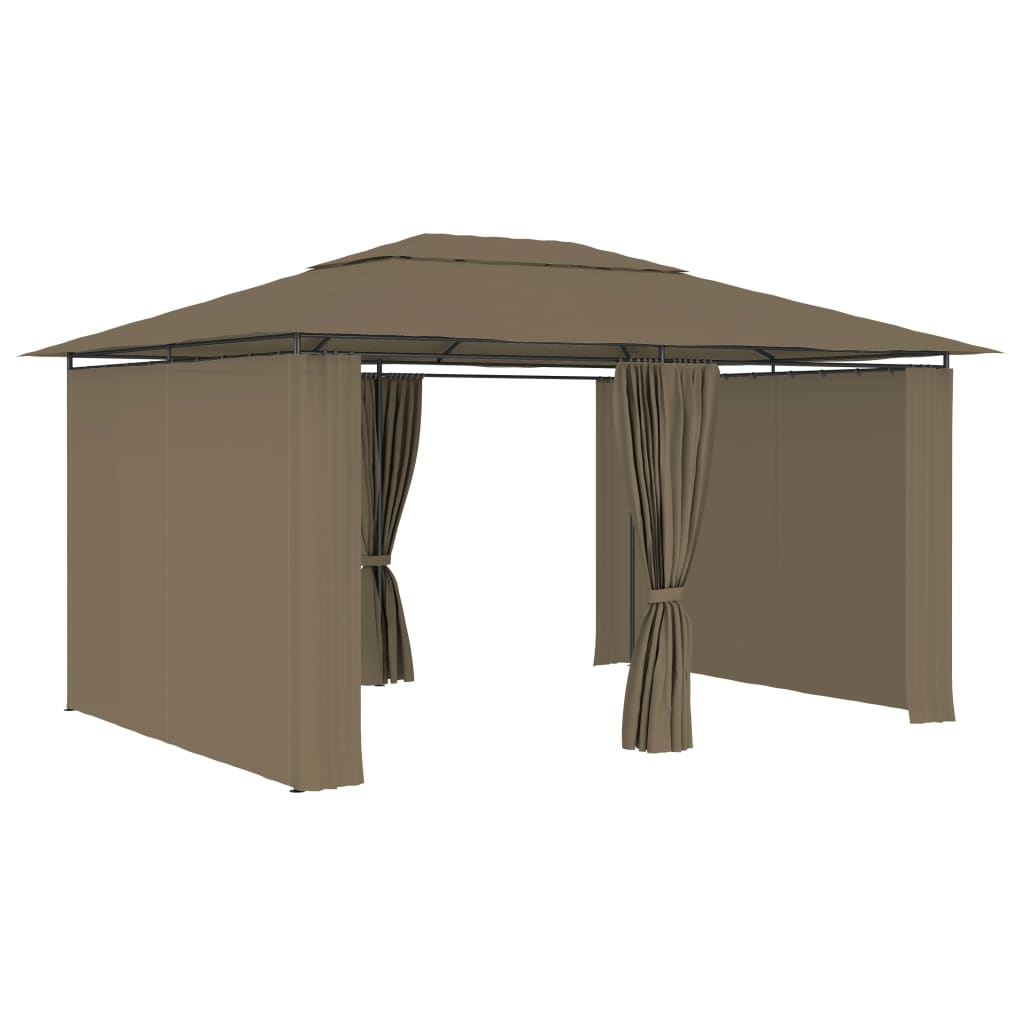 vidaXL Garden Marquee with Curtains 13.1'x9.8' Taupe 0.6 oz/ft²