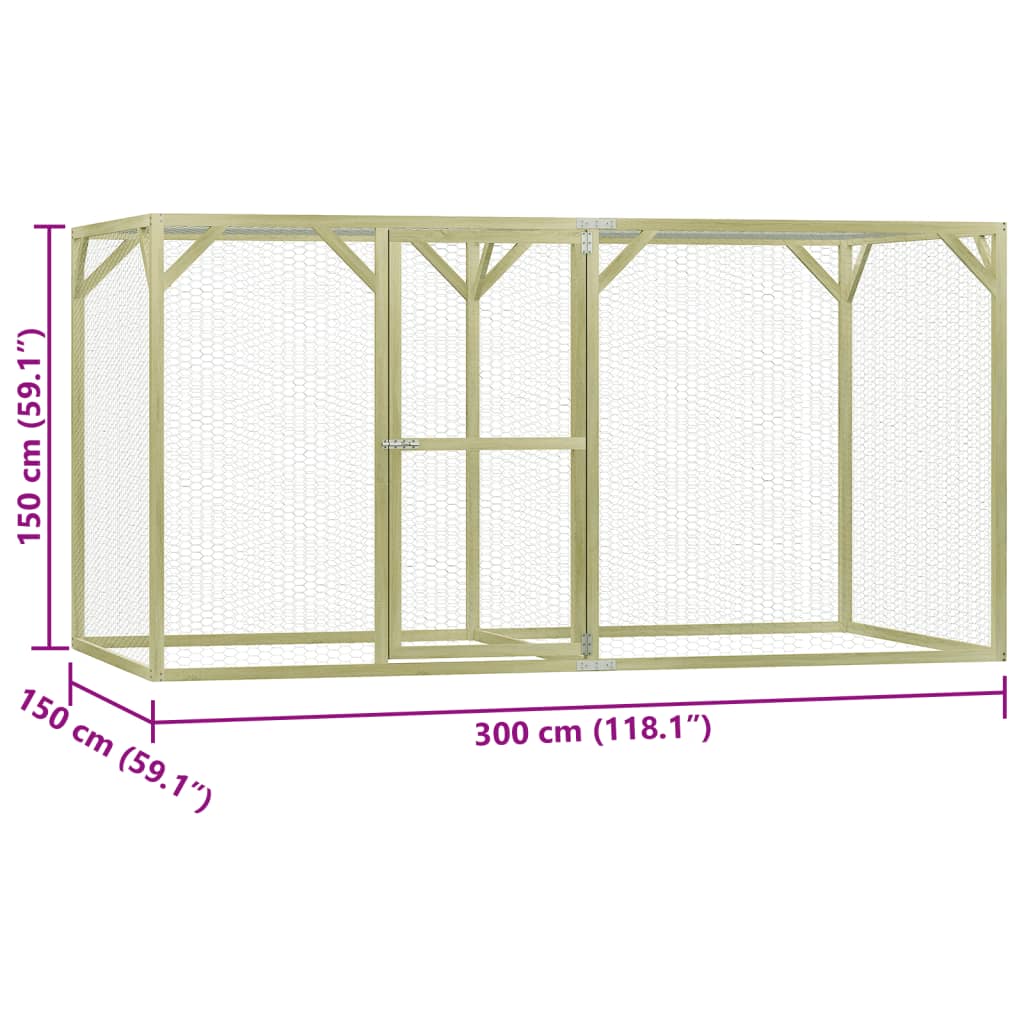 vidaXL Chicken Cage 9.8'x4.9'x4.9' Impregnated Wood Pine and Steel