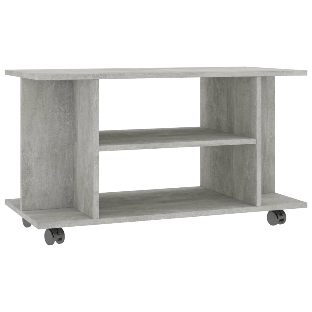 vidaXL TV Stand with Castors Concrete Gray 31.5"x15.7"x17.7" Engineered Wood