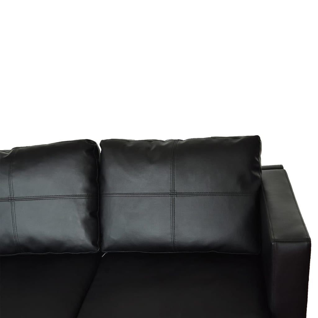 vidaXL Sectional Sofa 3-Seater Leather Black