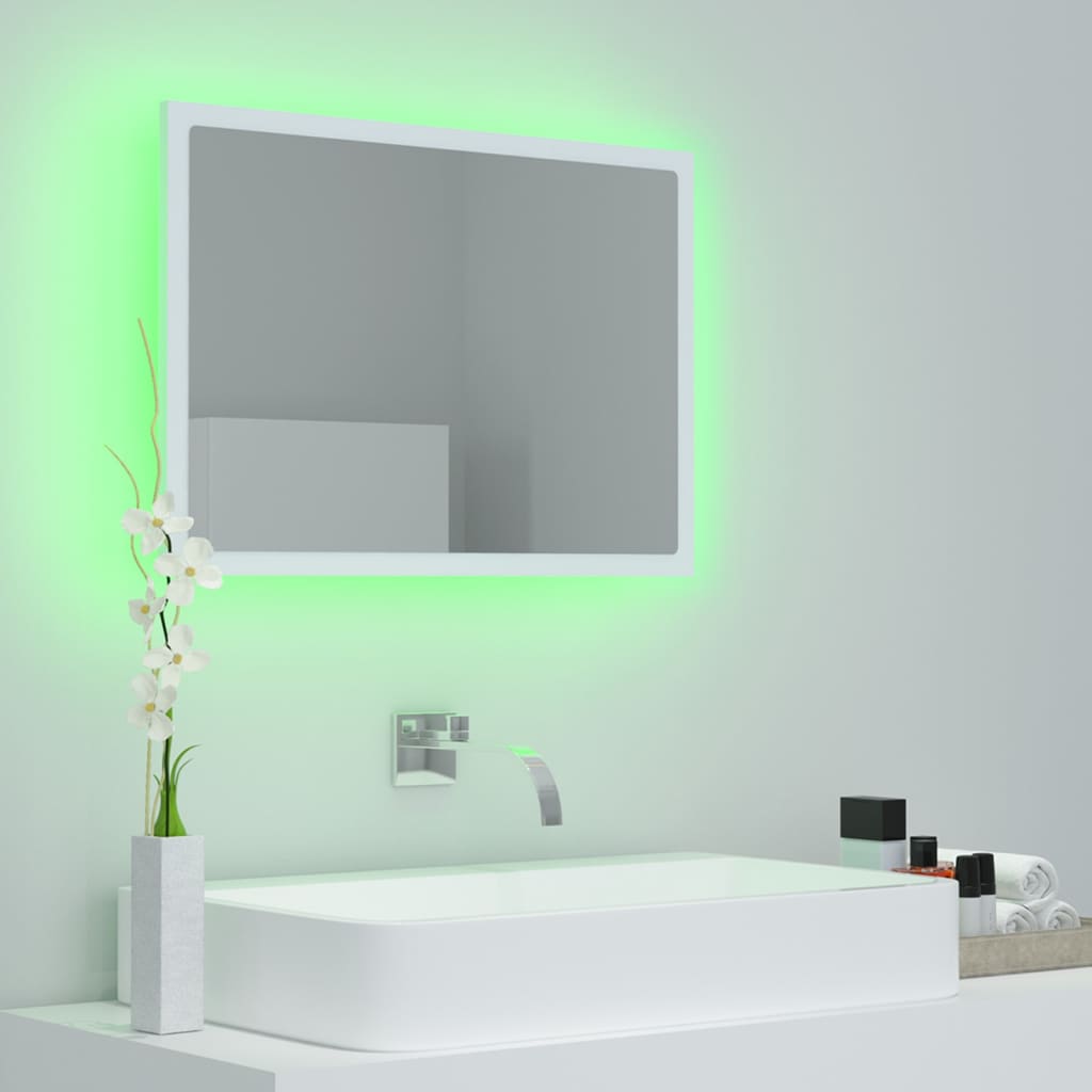 vidaXL LED Bathroom Mirror White 23.6"x3.3"x14.6" Chipboard