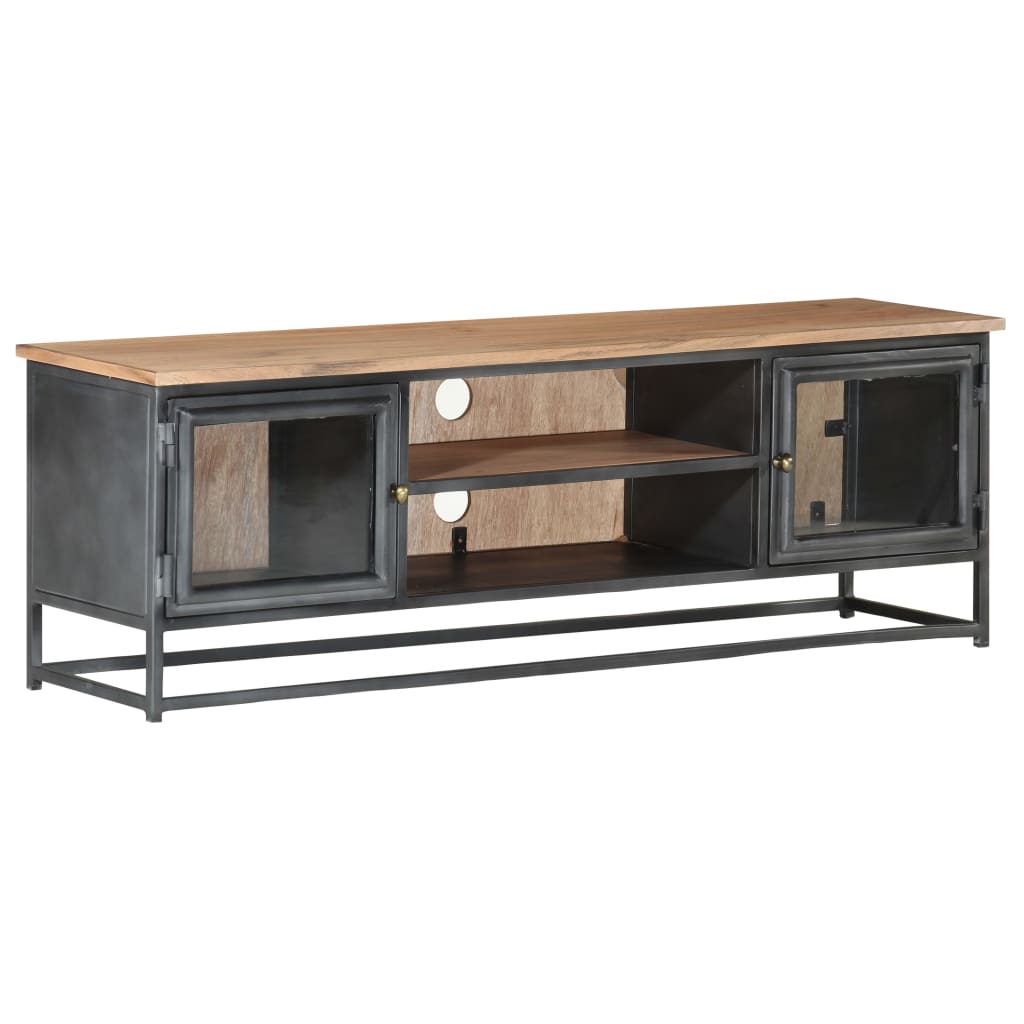 vidaXL TV Stand Gray 47.2"x11.8"x15.7" Solid Wood Acacia and Steel