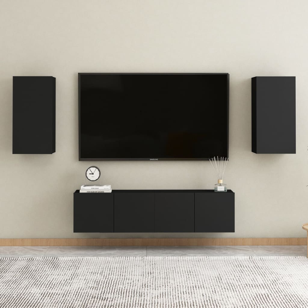 vidaXL TV Stands 2 Pcs Black 12"x11.8"x23.6" Engineered Wood