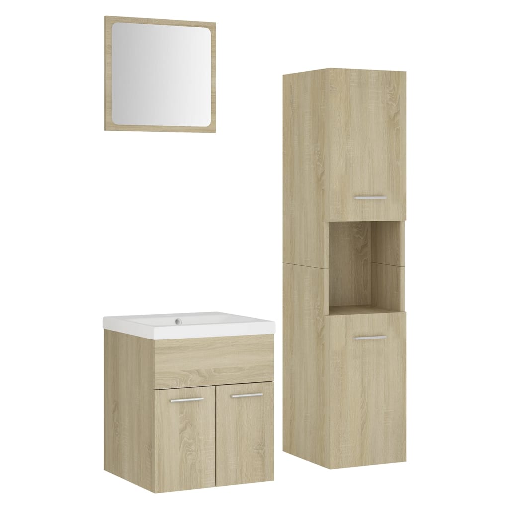 vidaXL Bathroom Furniture Set Sonoma Oak Chipboard