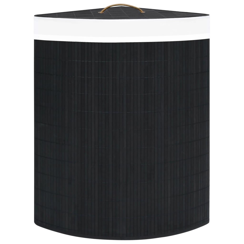 vidaXL Bamboo Corner Laundry Basket Black 15.9 gal